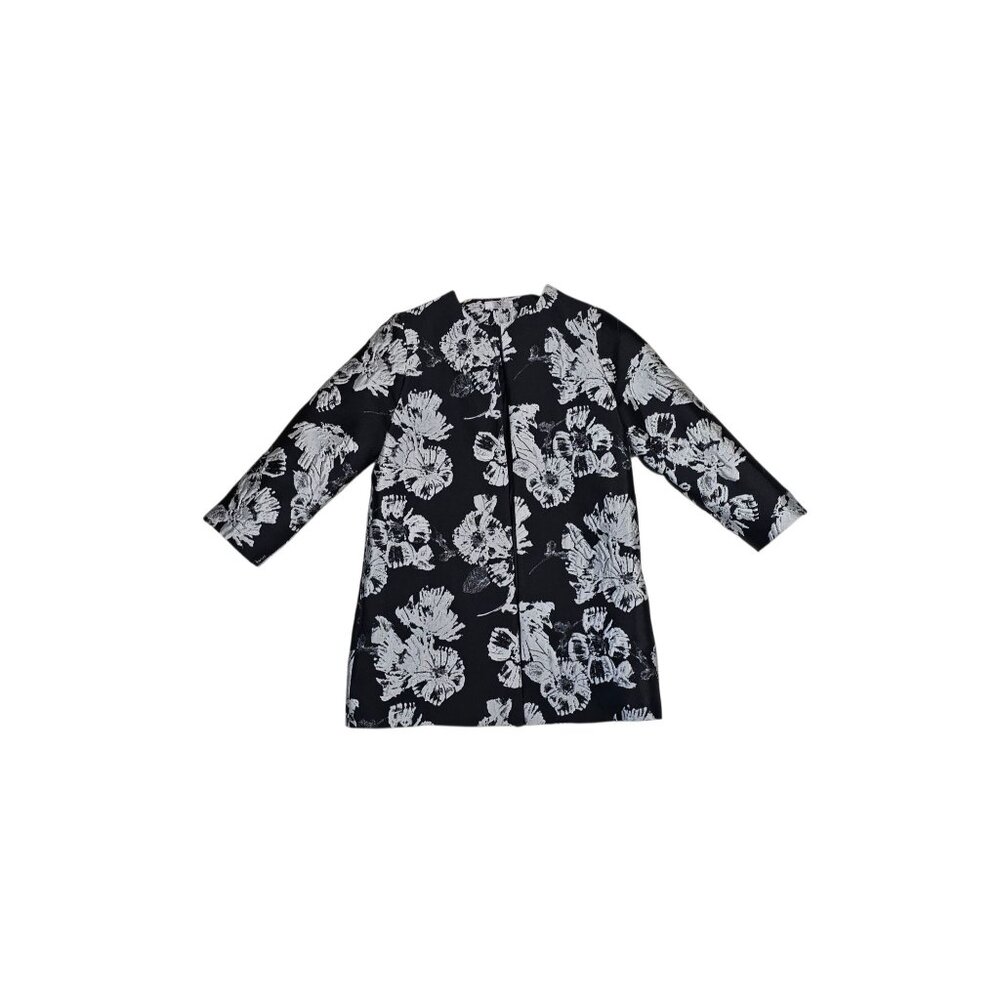 Natori Womens Medium Floral Jacquard Jacket  Black White KN9028